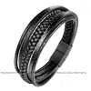 Pulseira de aço titânio pulseira de couro couro artesanal pulseira masculina explosiva trançada de aço inoxidável pulseira fábrica outlet