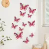 Adesivo de Parede Borboleta Dourada Folheada 3D Estéreo Borboleta de Quatro Camadas Casamento Feriado Borboleta Artificial Adesivo Decorativo Estilo Abertura de Janela