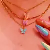 Collar Dulce de Mariposa Estilo Japonés y Coreano Acrílico Colorido Dulce para Mujer Cadena de Clavícula Versátil Collar Distintivo de Celebridad de Internet para Gente a la Moda
