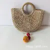 Bolso Tejido de Paja de Moda Nuevo, Bolso Tejido de Cuerda de Papel con Forma de Luna, Bolso de Mano Redondo Casual, Bolso de Paja para Playa, Bolso de Mujer