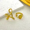 Anillo de Acero Inoxidable Geométrico Abierto con Forma de Corazón Dorado Estilo Ins Europeo y Americano Diseño Retro Joyería para Mujer