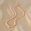 Cadena para clavícula de perla barroca natural hecha a mano en oro de 14k bolsa estilo retro collar corto para mujer Fashionista