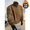 Jaqueta curta estilo americano marrom para homens, marca moderna de primavera e outono, jaqueta de alta qualidade cleanfit com gola alta, jaqueta bomber