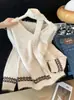Suéter de punto estilo francés, bellamente único con ribete de encaje para mujer, nueva colección otoño/invierno 2026, con un corte relajado y holgado y un aspecto sofisticado y de alta gama