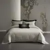 Juego de Ropa de Cama de Cuatro Piezas Jacquard Hueco de Lujo de Alta Precisión, Algodón Tencel Lino, Sábana y Funda de Edredón, Juego de Cama de Alta Gama para Compra Grupal
