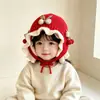 Touca de Tricô para Proteção Auricular de Bebê para Outono e Inverno, Touca de Bebê com Renda e Laço Fofo, Chapéu Infantil Quente e à Prova de Vento para Meninos e Meninas