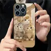 Aplicable a Apple 18PRO Funda de Vidrio Templado 17PROMAX Tres Gatitos Funda Protectora iPhone16 Mascota Linda 17E