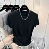 Camiseta sexy de modal de alta calidad ajustada para mujer, top de manga corta de verano con fruncido lateral en la cintura