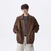 Jaqueta de couro PU retrô de rua americana para homens, outono tamanho plus size oversized moderna com caimento solto jaqueta de motociclista
