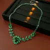 Collar Colgante de Gota de Agua Incrustado de Diamantes Estilo Corte Francés, Lujo Ligero, Gama Alta, Cadena de Suéter Atmosférica, Collar Exquisito y Versátil para Mujer