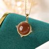 Colgante de plata de ley S925 con ágata roja del sur bañado en oro, elegante y de lujo, sencillo y redondo, para mujer.