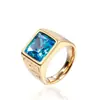 Directo de fábrica joyería europea y americana moda retro anillo de acero inoxidable hombre gema moda anillo de acero de titanio