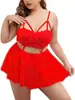 Conjunto Erótico Novo Transfronteiriço Renda Europeia e Americana Malha Transparente Sexy Menina Quente Alças Finas Lingerie Erótica Pijama Feminino Verão