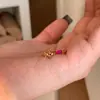 Anel Dourado Anel de Cauda Estilo Palaciano de Nicho Francês Medieval Selo do Livro Vermelho Pequeno Íris Rubi Retrô