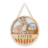 Decoración de Huevo de Conejo de Pascua de Madera Transfronteriza, Letrero Redondo de Madera, Decoración de Fiesta, Letrero de Bienvenida para Interiores y Exteriores, Letrero para Puerta