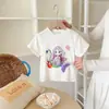 Nueva Camiseta de Verano para Niñas con Estampado de Sirena de Dibujos Animados de Manga Corta, Elegante Top Coreano para Bebé, Ropa de Verano para Niños