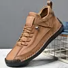 Zapatos de Hombre de Caña Media Estilo Británico Cosidos a Mano, Más Vendidos Transfronterizos de Amazon, Zapatos de Pareja, Zapatos de Invierno y Otoño, Botas Martin