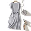 Vestido de Algodón Puro Imitación Algodón y Lino para Mujer Verano 2022 Nuevo Estilo Hermoso Elegante Estilo Extranjero Cintura Falda de Longitud Media