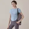 Roupas de Yoga em Promoção para o Verão com Bojos, Tops Fitness para Treinamento de Pilates, Camisetas Esportivas de Manga Curta para Corrida para Mulheres Atacado