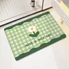 Tapete de Chão de Lama Diatomácea Xadrez Pastoral Banheiro Absorção de Água Antiderrapante Entrada Resistente à Sujeira Tapete para Pés Fornecimento Direto da Fábrica