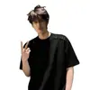 Nova camiseta de manga curta para homens, estilo coreano de verão, moderna, simples, top de meia-manga, estilo Hong Kong, camiseta de marca casual solta e moderna
