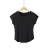Camiseta de Lino Tencel Fresca y Cómoda de Manga Corta para Mujer, Top Básico Ajustado de Manga Corta para Primavera y Verano
