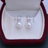 Pendientes Zhuji de perlas de agua dulce de 8-9 mm, blancas, redondas, fuertes, ligeras y con defectos finos, pendientes sencillos de plata S925, venta al por mayor