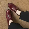 Hermoso rojo angola ~ Zapatos de vestir franceses para mujer, primavera y otoño, tacón grueso, tacón medio, para ir al trabajo, zapatos pequeños de cuero, cuero suave, pie pequeño 3.5cm