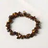 Pulseira de Cascalho de Citrino Natural com Círculo Único Pulseira de Pedra Bruta Assimétrica com Corda Elástica Estilo Fresco, Simples e Versátil
