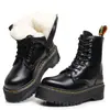 Botas de Motocicleta de Lana Genuina Estilo Europeo y Americano Suela Gruesa 8 Ojales 1460 Cremallera Lateral Botines Cortos Estilo Británico para Mujer Botas de Trabajo con Cordones Plataforma