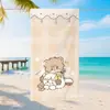 Toalla de Playa de Microfibra con Estampado Digital de Gato Mikko de Dibujos Animados con Lindo Lazo para Niñas, Toalla Portátil
