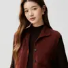 Artefacto para capas~Chaleco de cachemir de cuello alto abotonado de otoño e invierno para mujer, camisola de punto grueso sin mangas como capa base