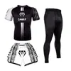 Roupa de Treino de Boxe, Luta, MMA, Artes Marciais Mistas, UFC, Corrida, Roupa de Secagem Rápida, Conjunto de Três Peças de Manga Curta Venom