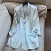 Primavera 2026 Nuevo Blazer Delgado de Acetato con Textura Arrugada Adelgazante y Mangas Plisadas al por Mayor N5Cw25065