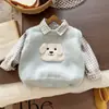 Conjunto de outono para meninos 2026 nova coleção de outono camisa xadrez estilo coreano infantil colete fofo para bebê conjunto casual de duas peças