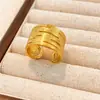 Anillos Transfronterizos Europeos y Americanos de Acero de Titanio Colorido, Anillos Abiertos de Acero Inoxidable de Lujo Ligero de Gama Alta, Joyería de Oro de 18 Quilates que No se Desvanece
