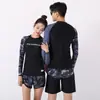 Novo Roupa de Banho Manga Longa Roupa de Banho para Casais Feminina Proteção Solar Secagem Rápida Outdoor Surfe Mergulho Masculina Dividida Traje de Água-viva
