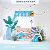Cenário de Montagem de Evento com Tema de Verão Display de Loja em Shopping de Verão Decoração de Prancha de Surf Fundo de Decoração com Placa Kt