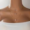 Elegante Collar de Tres Capas Ajustable para Mujer con Colgante de Estrella de Gota de Amor con Pedrería