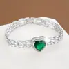 Pulsera de Zirconia Exquisita de Moda con Forma de Corazón de Nuevo Estilo Europeo y Americano, Pulsera de Cobre Puro Versátil Estilo Ins, Joyería al por Mayor