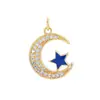 Accesorios de joyería con circonita microincrustada, serie Estrella Luna Gota de Aceite, electrochapado en oro real de 18 quilates, accesorios para collar colgante