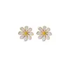 Aretes de Margarita Estilo Fresco Coreano Aguja de Plata Aretes de Girasol Lindos y Dulces de Moda Pinzas para Orejas Joyería al por Mayor