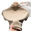 Camisa Básica Stretch Design Primavera & Outono Manga Curta Gola Alta Meia-Gola Manga Curta Camisa Básica Modal Slim Gola Alta