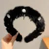 Diadema de Peluche Dentada para Otoño e Invierno para Mujer, Pinza para el Cabello de Cara Lavada con Parte Superior Alta del Cráneo que Hace que la Cara Parezca Más Pequeña, Diadema con Estampado de Leopardo, Goma para el Cabello Antideslizante Estilo Chanel