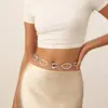 Corrente de Cintura para Mulheres Estilo Europeu e Americano, Design Oval Geométrico Simples e Fashion, Acessório de Cinto de Metal com Acabamento de Alta Qualidade