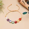 Pulseira de Coração de Cristal Natural Coração em Forma de Coração Arco-Íris Pulseira Tecida à Mão DIY Joias Femininas Presente de Feriado
