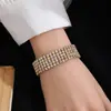 Pulsera de Metal Súper Brillante de Lujo de Gama Alta Ins Moda Transfronteriza Europea y Americana Moda Pulsera Elástica de Múltiples Filas de Pedrería