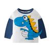 2026 Nueva Ropa de Otoño de Dibujos Animados de Dinosaurios para Niños Camiseta de Algodón Puro de Manga Larga Top de Cuello Redondo para Bebé Venta al por Mayor