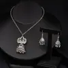 Linterna Jaula de Pájaros Retro Borla Collar Pendientes Juego de Tres Piezas Lujo Ligero Temperamento Pendientes Personalizados para Mujer Accesorios para Orejas Festivos