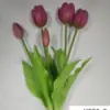 Tulipanes Xinyue de 5 Ramas de Goma Suave Artificiales, Decoración de Escritorio para Sala de Estar en Casa, Tulipanes de Venta Caliente para Exportación